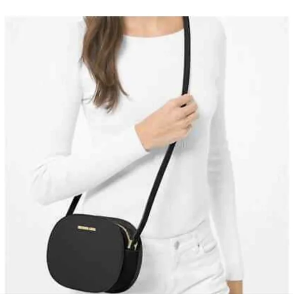 Michael Kors Set Travel Saffiano Leather Crossbody Bag Black - Picture 3 of 13